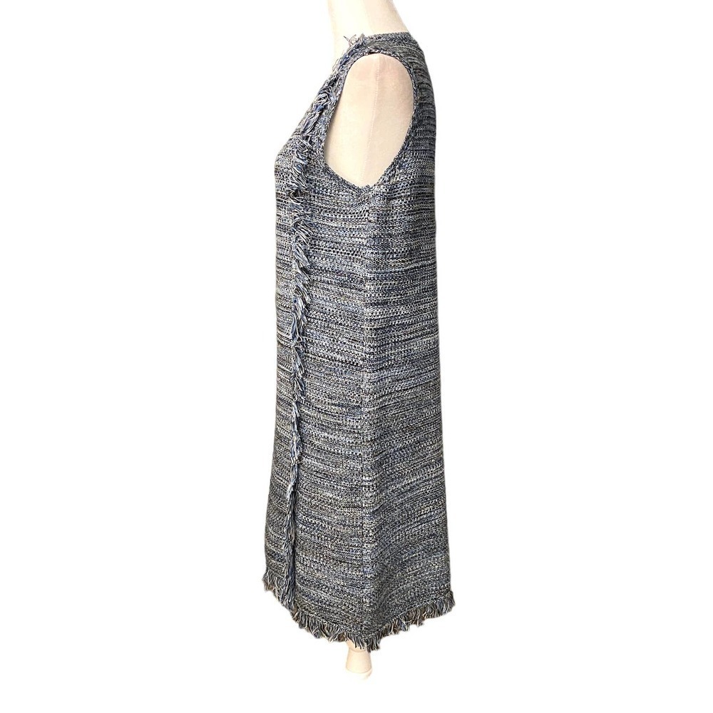 NWT Anthro Holding Horses Womens Blue Black Tweed Fringe Sweater Dress Sz Small - Picture 7 of 15